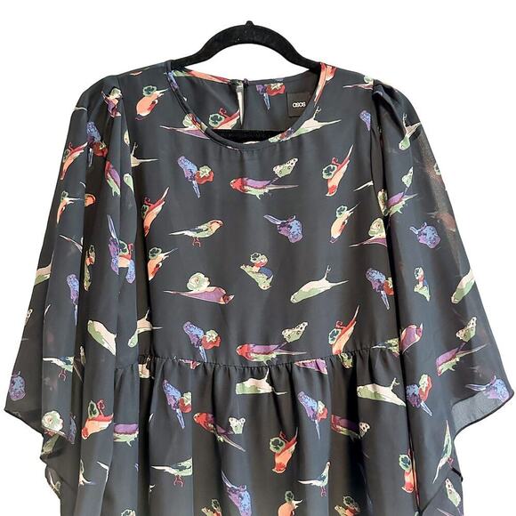 ASOS Colorful Bird Novelty Print Flowy Blouse Top NWT Size 8 - Picture 4 of 11